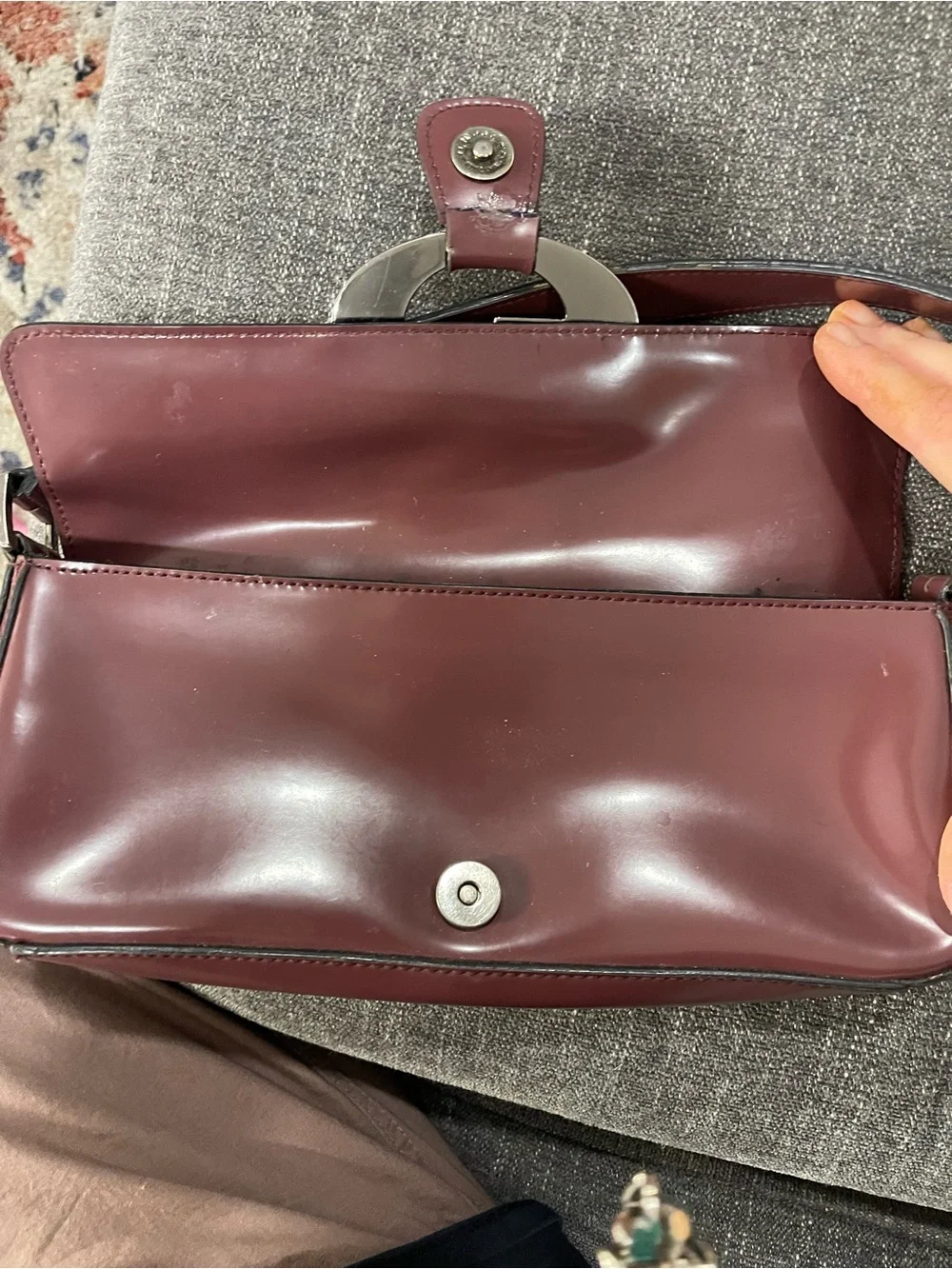 Guess Patent Shoulder Bag with Silver Hardware